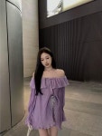 여름 오프숄더 루즈핏 퍼플 블라우스 : 케이에스제이