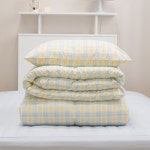 슈가체크 이불베게세트 SS 블루옐로우 차렵 침구세트 : 커텐클럽