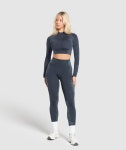 Gymshark 짐샤크 케이지드 심리스 레깅스 헤비 블루/아이언 블루 : SPORTICA