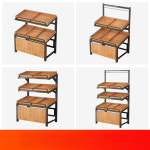 과일 매대 야채 대형마트 경사 업소용 마트진열대 사선형 1.2m 이중 무표시대 : 하나솜