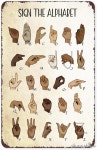 빈티지 금속 주석 기호 미국 수화 알파벳 교육 놀이방 벽 예술 교실 장식 홈 스쿨 아트 포 1. 20x14cm : 오더박스25호점