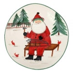 Vietri Old St. Nick 썰매가 있는 크리스마스 대형 그릇 멀티컬러 장인 토기 디너 파티 서빙웨어 접시 깊이 43.2cm(17인치) 250234 : GRS