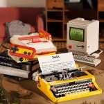 타자기 레트로 전자 게임 콘솔 빌딩 블록 클래식 컬러 TV 데스크탑 컴퓨터 DIY 벽돌 장난감 선물 : 아이위시드림