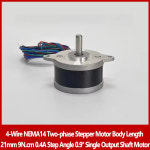 4선 NEMA14 2상 스테퍼 모터 0.4A 본체 길이 21mm 9N.cm 스텝 각도 0.9  마이크로 소형 원형 단일 출력 샤프트 : 현진47