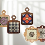 타일 냄비받침 돌 답례품 냄비받침 집들이 선물 나무 받침대 : 마미어