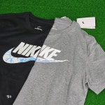 나이키 로고 프린팅 반팔 면 티셔츠 블랙 그레이 HQ0833-010 091 G0410 : 잼슈