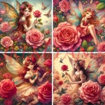 꽃 요정 빨간 장미 그림 풀 스퀘어 라운드 드릴 페인팅 자수 크로스 홈 데코 1. J4032-2 : 에이치에스라이프몰50호점