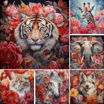 코끼리 기린과 꽃 그림 풀 드릴 페인팅 모자이크 자수 크로스 홈 데코 1. J3856-1 : 딜리벌월드7호점