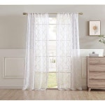 Laura Ashley Berwyn 격자 쉬어 커튼, 로드 포켓 포함, 각 패널 치수 너비 96.5cm x 길이 243.8cm, 화이트, 패널 2개 : 제이코44500