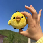 리락쿠마 점장 키이로이토리 랜덤 캡슐 토이 피규어 키링 굿즈 7cm 만화 Kiiroitori 봉제 인형 귀여운 작은 노란색 치킨 학생 학교 가방 열쇠... 