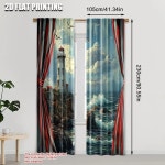 커튼 디지털 인쇄 등대 바다 파도 기계 세탁 직물막대 제외 1. 20.67x45.67in 2pcs : 오더박스28호점