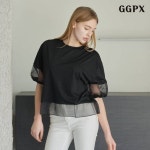 GGPX 오간자 배색 하프 티셔츠 (GPBBA007D) : 앤트컴퍼니