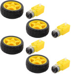 리드가있는 4 세트 TT 모터 DC 3-6V 기어 박스 Arduino DIY 스마트 카 로봇 용 타이어 휠 키트가있는 이중 샤프트 : hybobusang04