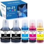 G3270 G3290 G4280 G4260 G2260 G1220 G1230 G2270 메가탱크 프린터용 CAN GI 21 GI21 잉크 병 호환 5팩, : 케이엠8B