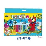 아모스 2번 공작용 12색 글라스데코 미술 스티커물감efg768 : 샵팡A
