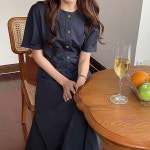 양쪽 롱원피스 슬림 모임룩 똑딱이단추 절개 뒷트임ghi245 : 샵팡