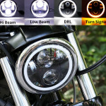 LED 헤드라이트 헤일로 DRL 방향 지시등 머슬 카 로고 트럭 트랙터 픽업 H4000 H4401 H4002 H4579 H4003 H4402 4X 5.75 인치 : 다산굿즈