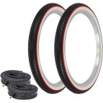 OG 로우라이더 타이어 쌍 20 X 1.75 G5009 블랙화이트 사이드월 레드 라인 브릭 트레드 및 헤비 듀티 튜브 포함 : 비에치55번가