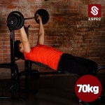 반석스포츠 비에스 헬스용품 접이만능 벤치프레스 70kg 세트 (중봉 150cm + PVC바벨 60kg) : 크레쉬