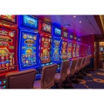 [ 1400462 ] BELECO 7x5ft Fabric Gaming Slot Machines Backdrop Casino Gambling Luck Play Gamble Game : 아쥬어 브라운 플로우즈