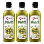 CJ 백설 압착 올리브유 900ml x 3개 : 유스 코리아