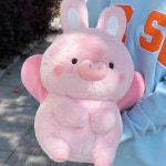 돼지토끼 인형 토끼돼지 날개 동물 조각 데스크탑 열쇠 공예품 튀김 핸드 뱃살 동상 마당 : j유통