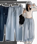 26~36size   밴딩 쿨 벌룬 핀턱 워싱 데님 와이드 팬츠   : 데이클로젯 공식몰