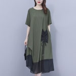 고급 데일리 얇은 프린팅 캐주얼 미니멀 빅사이즈 여자 여름 원피스 패션 루즈핏 디자인 : 다이닝1