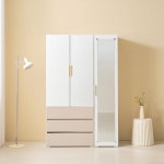 드레스룸 3칸 서랍 옷장 거울반장 옷봉형 세트 1200 옷수납 미니장롱 옷장정리 : 온리큐