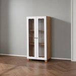 거실 진열장 엔틱손잡이 유리 도어형 장식장 600 수납하기좋은 수납선반장 선반수납장 : 온리큐