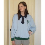 썸웨어버터 Youth club half zipup sweatshirt light blue BT24STS002LBLF : 라임이네샾