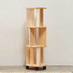 원목 바퀴달린선반 3단 원형 삼나무 이동트레이 이동선반 : 리빙바이몰