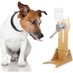 발라쿠 우드 펫 스탠딩 물 디스펜서 걸이식 햄스터 모이통 랙 개와 고양이 토끼를 위한 소형 동물 음용 스탠드물 미포함 : 킬링템