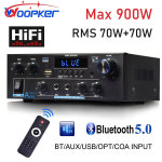 Woopker 증폭기 AK55 900W 최대 2.0 채널 정격 70W Bluetooth Hifi 가라오케 음악 플레이어 지원 110V 220V 12V : 설E스토어