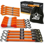 JACO 래칫 타이 다운 스트랩 - 1인치 x 15피트4팩 | 1823파운드주황색 : 오래직구