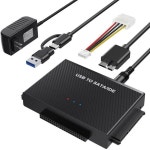 ULXUUUN 하드 드라이브 리더 USB 30 to SATA IDE 어댑터 + 타입 C 외장 데이터 복구 컨버터 키트 범용 2535 HDD SSD 디스크용 12V2A 전원... 