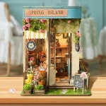 봄 섬 꽃 집 책장 홈 인테리어 나무 책 구석 선반 삽입 미니어처 키트 성인 수제 선물 1. 17 : 블루43호점