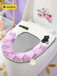 플러시 변기 커버 방수 겨울 특별 사계절 화장실 뚜껑 서클 1. 작은 연탄 [핑크] 통기성 편안함 : 블루46호점