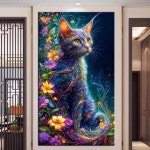 그림 고양이 꽃 풀 드릴 라인석 모자이크 이미지 자수 1. J4357-3 : 블루11호점