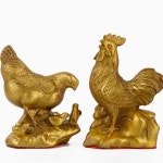 황동 입상 구리 황금 암탉 조디악 수탉 행운의 장식 홈 거실 공예 1. Hen high11cm : 블루7호점