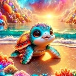 성인용 귀여운 바다거북 해변 다이아몬드 페인팅 키트 5D 일몰초보자를 위한 꽃 아트 다이아몬드가 포함된 DIY 풀 드릴 페인트 홈 월... 