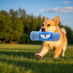 봉제 삐걱 거리는 대화형 씹는 인형 동물 원통형 베개 애완 : 블루14호점