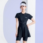 여자수영복 원피스 수영복 스포츠 반팔 순색 학생 반바지 k25 : 심쿵 태양지점