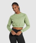 Gymshark 짐샤크 트레이닝 플리스 크롭드 스웨트셔츠 내추럴 세이지 그린 : SPORTICA