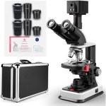 이중 전원 공급 장치 Vabiooth Lab 복합 5MP 카메라 삼눈 현미경 40배에서 2500배 확대 무료 소프트웨어 포함 — 이미지 캡처 영상 녹화 길이... 