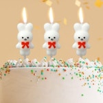 해피니스 리본 토끼 생일 초 3개입 x 3 세트 케이크 케익초 파티 장식 기념 일초 이벤트 용품 캐릭터 : 말랑바다샵