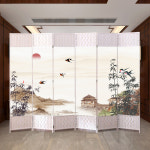 제사 병풍 차례용 파티션 산수화 명절 동양화 장식품 150x50cm 4칸 단면 패턴 : 리프상점