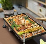 무쇠 사각 철판 볶음 구이 업소용철판 닭갈비 두께 구이판 캠핑 삼겹살 업소용 거치대 : 정한직구