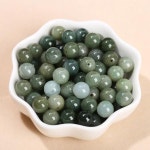 10 개몫 천연석 미얀마 에메랄드 옥 비즈 느슨한 스페이서 6 8 10mm 보석 만들기 Diy 목걸이 팔찌 액세서리 : 레아프랑