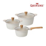 퀸센스 올리아 IH 인덕션 세라믹 냄비 3종 세트(편수18cm+양수20cm+양수24cm) : 흑미